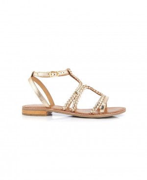Les Tropeziennes BONGO Ankle-strap Sandali piatti Oro | 103-OWJKNS