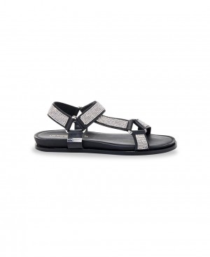 Les Tropeziennes CASPY Glitter Sandali piatti Noir Argent | 975-DBIQYG