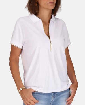 Les Tropeziennes CENTRALE Zip Closure Polo Bianche | 940-ZRIYLB