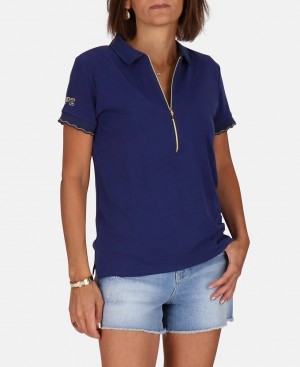 Les Tropeziennes CENTRALE Zip Closure Polo Blu Marino | 941-TIXZGO