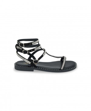 Les Tropeziennes CORADIAM Rhinestone Sandali piatti Nere Argento | 425-QIBGKM