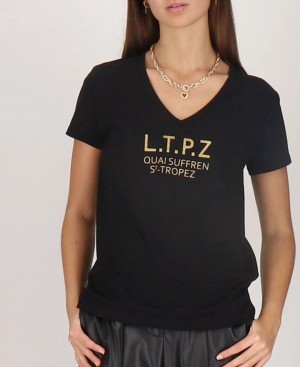 Les Tropeziennes CRYOSOL Corta Sleeve V-neck Maglietta Astrakan | 479-HSKEAG