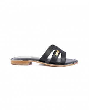 Les Tropeziennes DAMIA Pelle Piatti Mules Nere | 587-NGOTSW