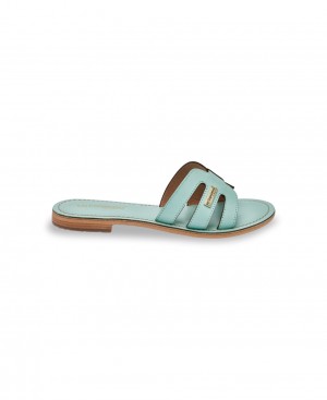 Les Tropeziennes DAMIA Pelle Piatti Mules Aqua | 280-GLCUZP