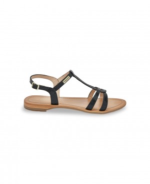 Les Tropeziennes HACKLIO Sandali piatti Serpent Nere | 390-FJDSZQ