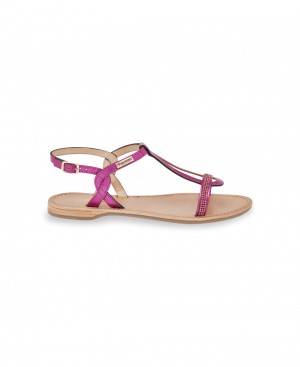 Les Tropeziennes HAMASTAR Strass Sandali piatti Fucsia | 571-RHAVGQ