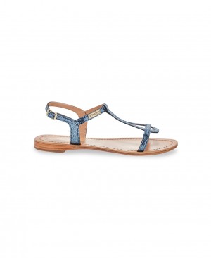 Les Tropeziennes HAMAT Pelle Sandali piatti Marine Metaliqu | 759-KNRAVW
