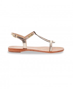 Les Tropeziennes HAMAT Pelle Sandali piatti Serpent Oro | 023-QIODLW