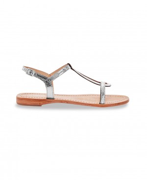 Les Tropeziennes HAMAT Pelle Sandali piatti Argent Serpent | 697-KNHECS