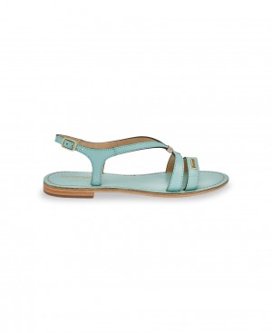 Les Tropeziennes HAMOON Pelle Sandali piatti Aqua | 573-EDTORN