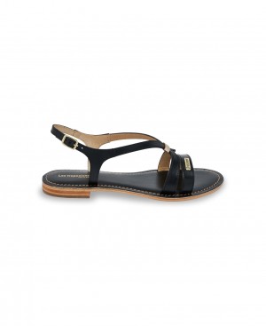 Les Tropeziennes HAMOON Pelle Sandali piatti Nere | 852-VFMCBW