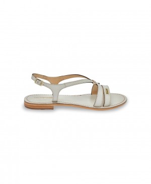 Les Tropeziennes HAMOON Pelle Sandali piatti Creme | 106-KXLZFI