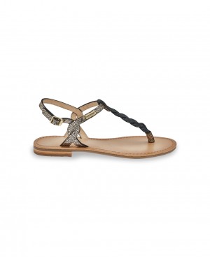 Les Tropeziennes HAMSONG Finger Loops Sandali Con Le Dita Nere Oro | 617-LZCSIM
