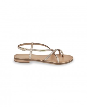 Les Tropeziennes HANDORA Finger Loops Sandali piatti Oro | 653-FBMKIC