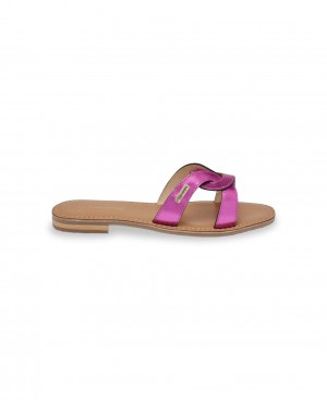 Les Tropeziennes HANITA Metallic Piatti Mules Rosa | 205-CIAHYN