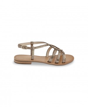 Les Tropeziennes HEMILY Sandali piatti Argento Beige | 986-CSFZVO