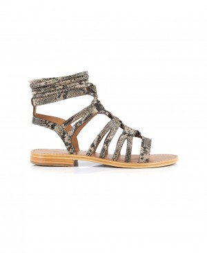 Les Tropeziennes HERCULE Pizzo Up Ankle Pelle Sandali Da Gladiatore Beige | 017-EZJOMP