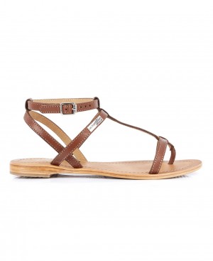 Les Tropeziennes HILAN Pelle Ankle-strap Sandali Con Le Dita Tan | 106-SLXAPF