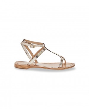 Les Tropeziennes HILAN Pelle Ankle-strap Sandali piatti Serpent Oro | 953-HDPSGY