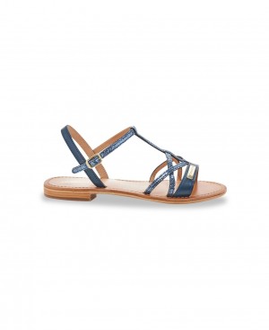 Les Tropeziennes HIRONELA Pelle Sandali piatti Blu Marino | 736-TUXGZL