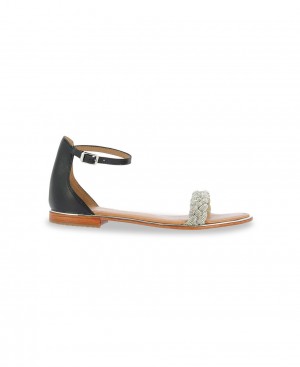 Les Tropeziennes HODETTA Ankle-strap Sandali piatti Noir Argent | 012-ZAYCWD