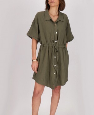 Les Tropeziennes LAZIO Buttons Vestito Khaki | 639-GAFWRK