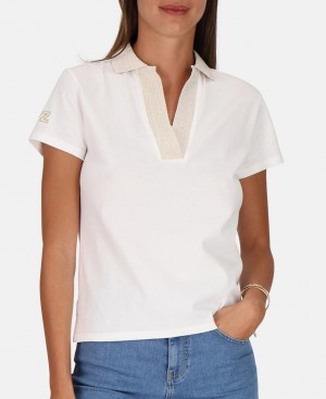 Les Tropeziennes MIRAMAR Corta Sleeve Polo Ecru | 237-QPOKFS