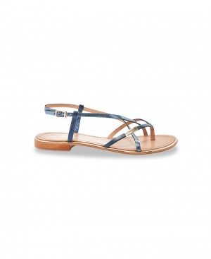 Les Tropeziennes MONACO Pelle Sandali piatti Blu Marino | 749-SLGPZX