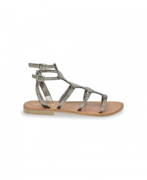 Les Tropeziennes OHLALA Rhinestone Sandali piatti Argento Scuro | 258-VQPFXH