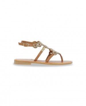 Les Tropeziennes OPHYNEA Pelle Ankle-strap Sandali piatti Tan Multico | 890-LBEKQM