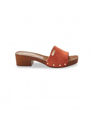 Les Tropeziennes THERESA Wood Imitation Piatti Mules Terracota | 584-ZXKNJA